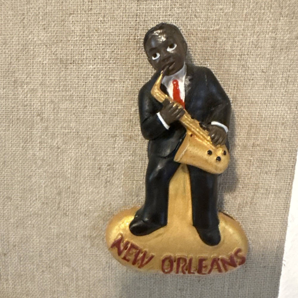 Vintage New Orleans Jazz Saxophone Player 3D Relief Refrigerator Magnet Souvenir